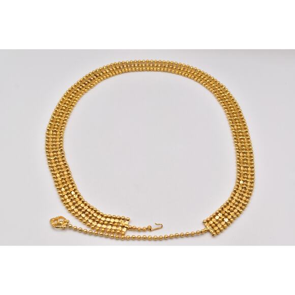 Vintage Gold Tone Rhinestone Mesh Chain Belt Adjustable 32-38\